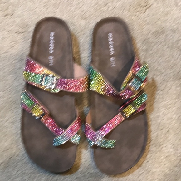Madden girl Brycee Rainbow Bling Slip On sandals with Buckle Closure-Size 7.5 - Picture 2 of 7